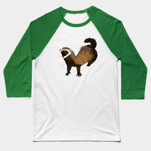 Brave Polecat ( Mustela putorius ) Baseball T-Shirt by belettelepink